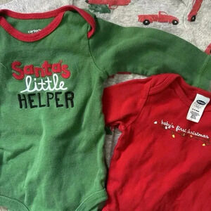 Lot Of 3 Christmas Bodysuits Old Navy Carters Size O-3 Months 3-6 Months
